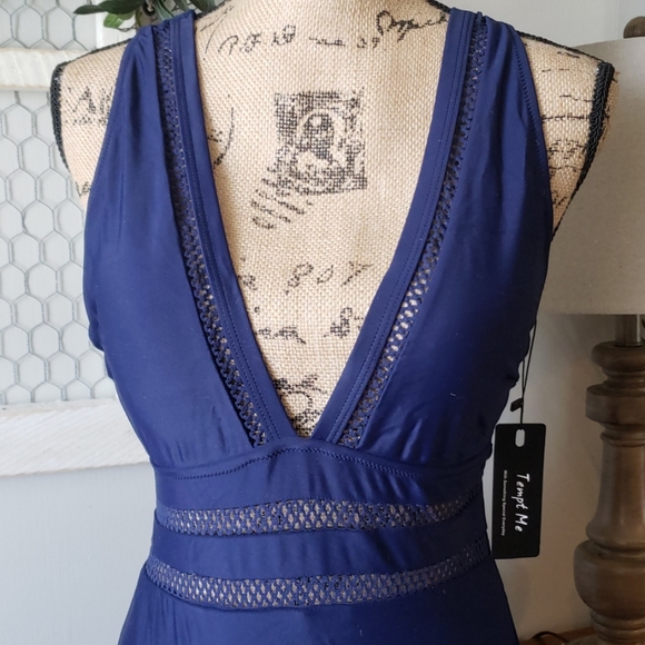 Tempt Me One piece navy blue swimsuit size medium - Picture 2 of 6